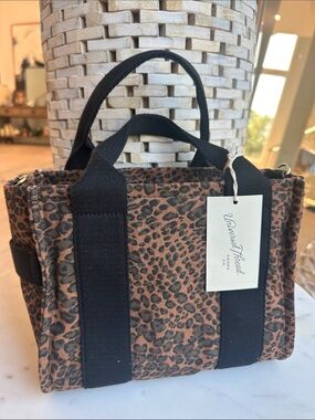 Universal Thread Brown Leopard-Print Mini Tote with Black Handles
